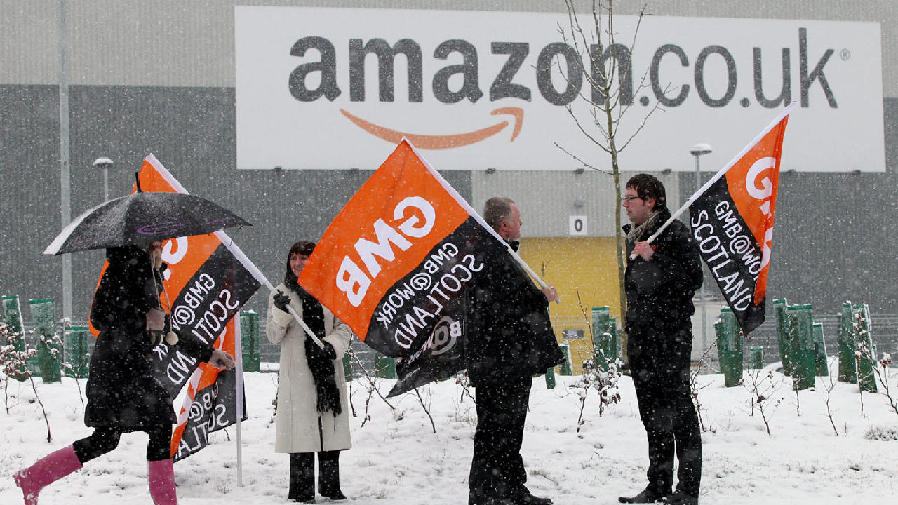 Protest outside Amazon against workers 'exploitation' at Dunfermline site