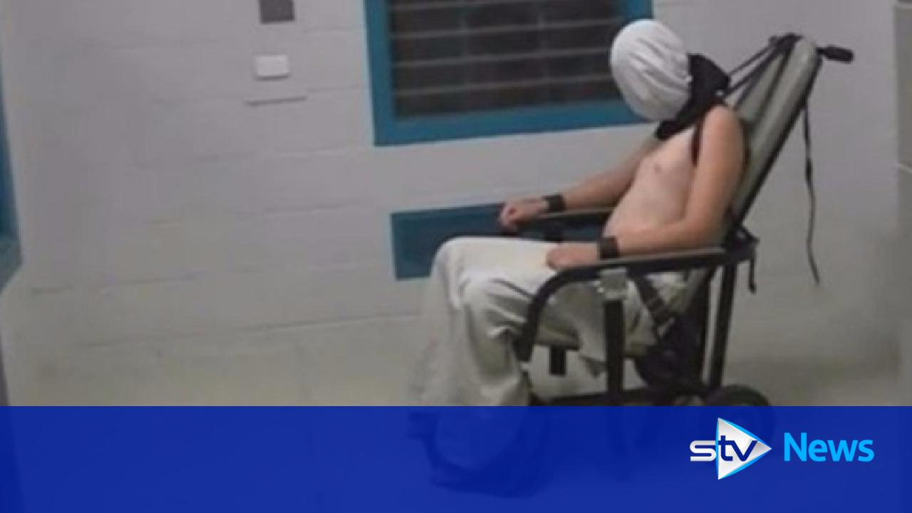 Footage of hooded teenage inmate strapped to chair sparks 