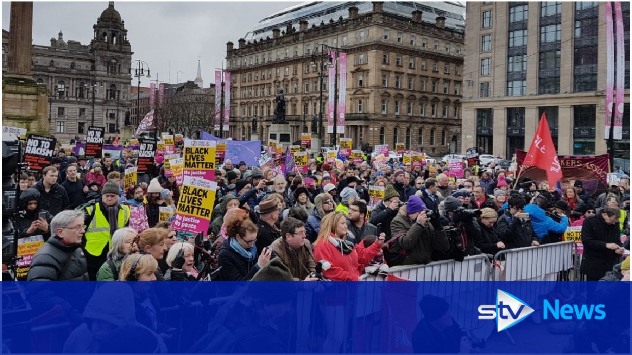 Protesters march against racism and bigotry in Glasgow
