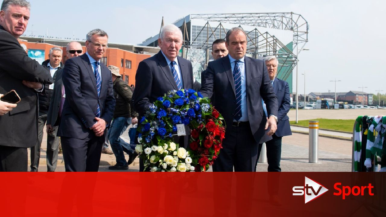 Rangers legend John Greig lays wreath at Billy McNeill statue