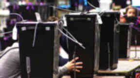Ballot boxes at the Glasgow local election count in 2012.