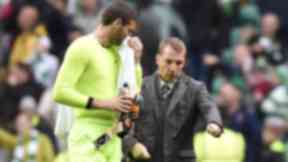 Celtic goalkeeper Craig Gordon with manager Brendan Rodgers.