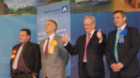 Stewart Stevenson, MP for Banff & Buchan Coast, celebrates victory in the recent parliament election