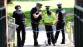 Homicide murder crime scene body at West Highland Way outside Milngavie Allander Water. Quality image
