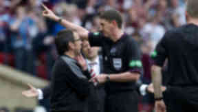 Hibernian boss Pat Fenlon is sent to the stand by referee Craig Thomson during the 2012 Scottish Cup final.