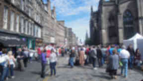 Edinburgh: A busy Royal Mile during festival time.