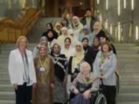 Bushra Iqbal and Elaine Smith MSP at the Scottish Parliament