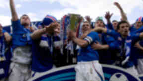Rangers are presented with the SPL trophy in 2005.