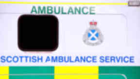A Scottish Ambulance Service ambulance close up of sign. Quality generic image.