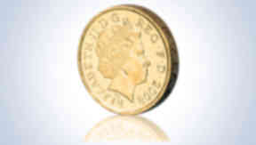 Pound sterling coin on STV background quality image Pulic domain image