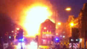 Fire: The blaze started near the Co-op on Monday afternoon.