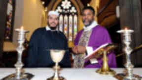 Sheikh Amed Magghabri (left) and Rev Isaac Poobalan at St John's Episcopal Church Aberdeen.