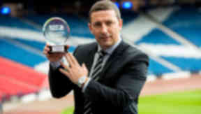 Aberdeen manager Derek McInnes is presented SPFL Premiership Manager of the Month award for September