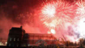 Fireworks over The People's Palace and Winter Gardens in Glasgow Green, Scotland, (Nov 5) to mark Guy Fawkes night in Scotland.