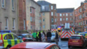 Emergency services at the scene of the explosion in Higholm Street, Port Glasgow, Inverclyde
