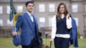 Models at Gleneagles Hotel showing off Ryder Cup tweed.
