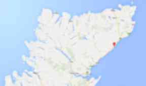 Berriedale Braes: Red icon denotes scene of crash.