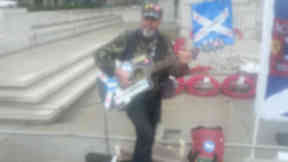 Hope Over Fear rally, guitar man 2, 12 October 2014.