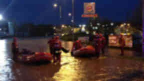 asda kilmarnock firefighters trapped flooding scotland