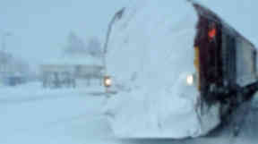 Train at Dalwhinnie in Highlands on February 23 2015