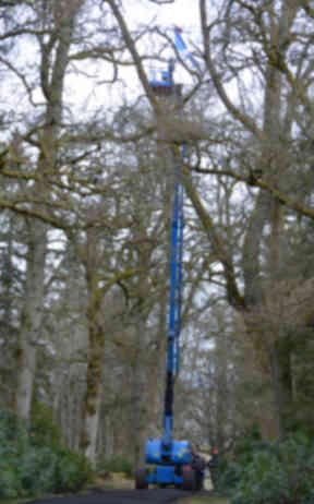 Cherry picker at Strathallan Estate, new site of T in the Park.