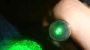 Laser pen: Shone into cockpit of helicopter.