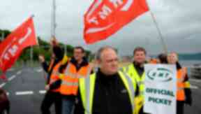 RMT staff picket at CalMac in Gourock, on strike June 26 2015 quality news image uploaded3 June 26 2015
