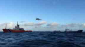 Rescue: Pumps flown out to the Skog (far right) near Orkney.