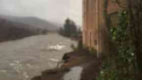 Collapse risk: The River Dee swept away land next to Abergeldie Castle.