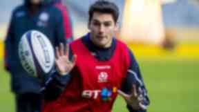 Warm-up: Scotland's Sam Hidalgo-Clyne gets on the ball at training