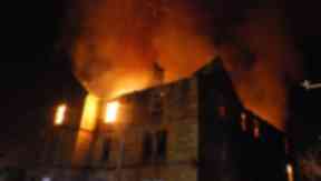 Fire: Flames from the blaze could be seen from nearby roads.