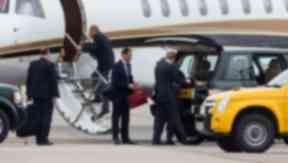Duke: Prince Philip was seen leaving Aberdeen Airport after missing the ceremony.