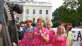 Cindy Sheehan: Anti-war activist outside the White House, July 3 2006.