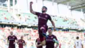 Flying: Hearts booked their passage to the second round in Tallinn