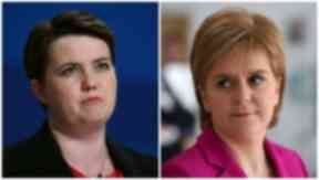 Row: Conservative leader Ruth Davidson said the survey launched by Nicola Sturgeon had no SNP 'imprint'.