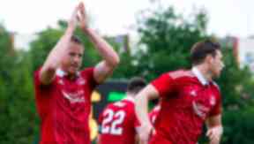 Aberdeen's Adam Rooney celebrates scoring.