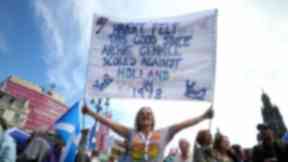 Nicked from Trainspotting: Deb Smith's homemade banner.