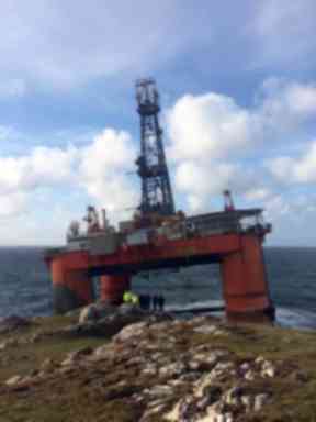 Strabded: Close-up picture of the 17,000-tonne rig on Lewis.