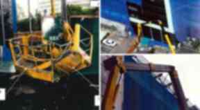 Crane: The basket carrying the workers fell 92ft.
