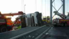 Crash: The lorry damaged the central reservation railings.