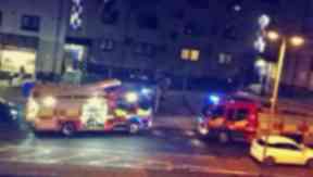 Blaze: Fire crews outside flat.