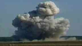 The MOAB weapon is seen exploding in 2003 during its first tests, eight days before the US invaded Iraq.