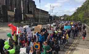 Protest: Thousands turned out for the march to parliament
