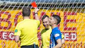 Image result for Referee shows red card to sick assistant!