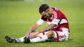 Hamilton's Ali Crawford shows his frustration at full time.