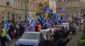Streets: March made its way to Glasgow Green.