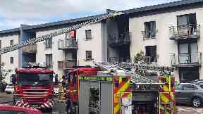 Evacuation: The fire at the block of flats started on a balcony.