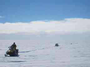 Dr Bingham helped measure ice thickness during an NERC/iSTAR expedition.