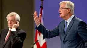 Michel Barnier (right) and David Davis have been locked in Brexit talks.