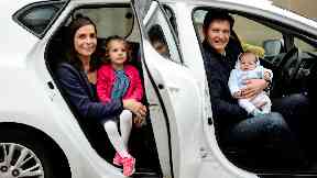 Baby drama: Fabien Rollet with Oscar and his wife Typhaine with their daughter Aliona.